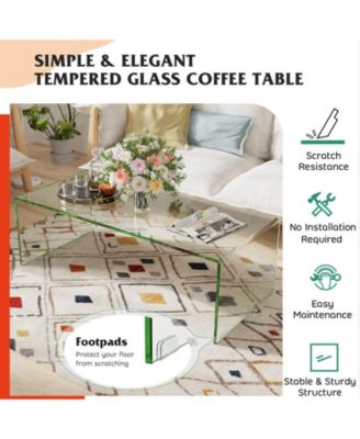 42 x 19.7 Inch Tempered Glass Table with Rounded Edges