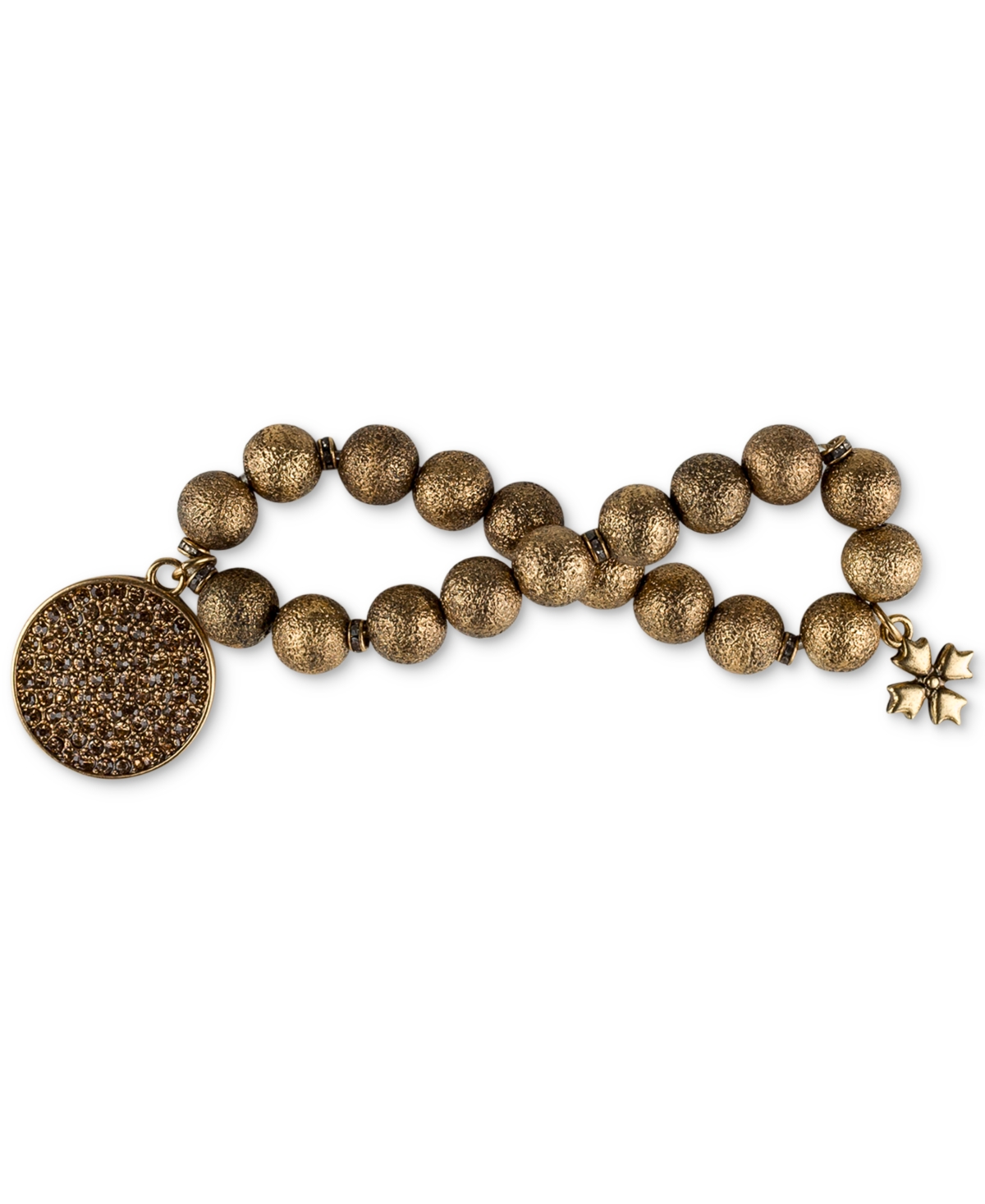 Shop Patricia Nash Gold-tone Dark Crystal Disc Beaded Stretch Bracelet In Antique Go