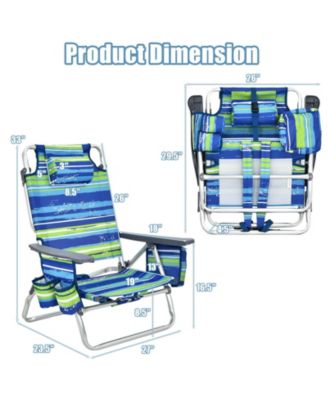 4-Pack 5-Position Outdoor Folding Backpack Beach Reclining Chair with Pillow
