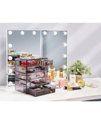 6 Drawer Clear Organizer Case for Cosmetics, Makeup and Jewelry (4 Large, 2 Small Drawers)