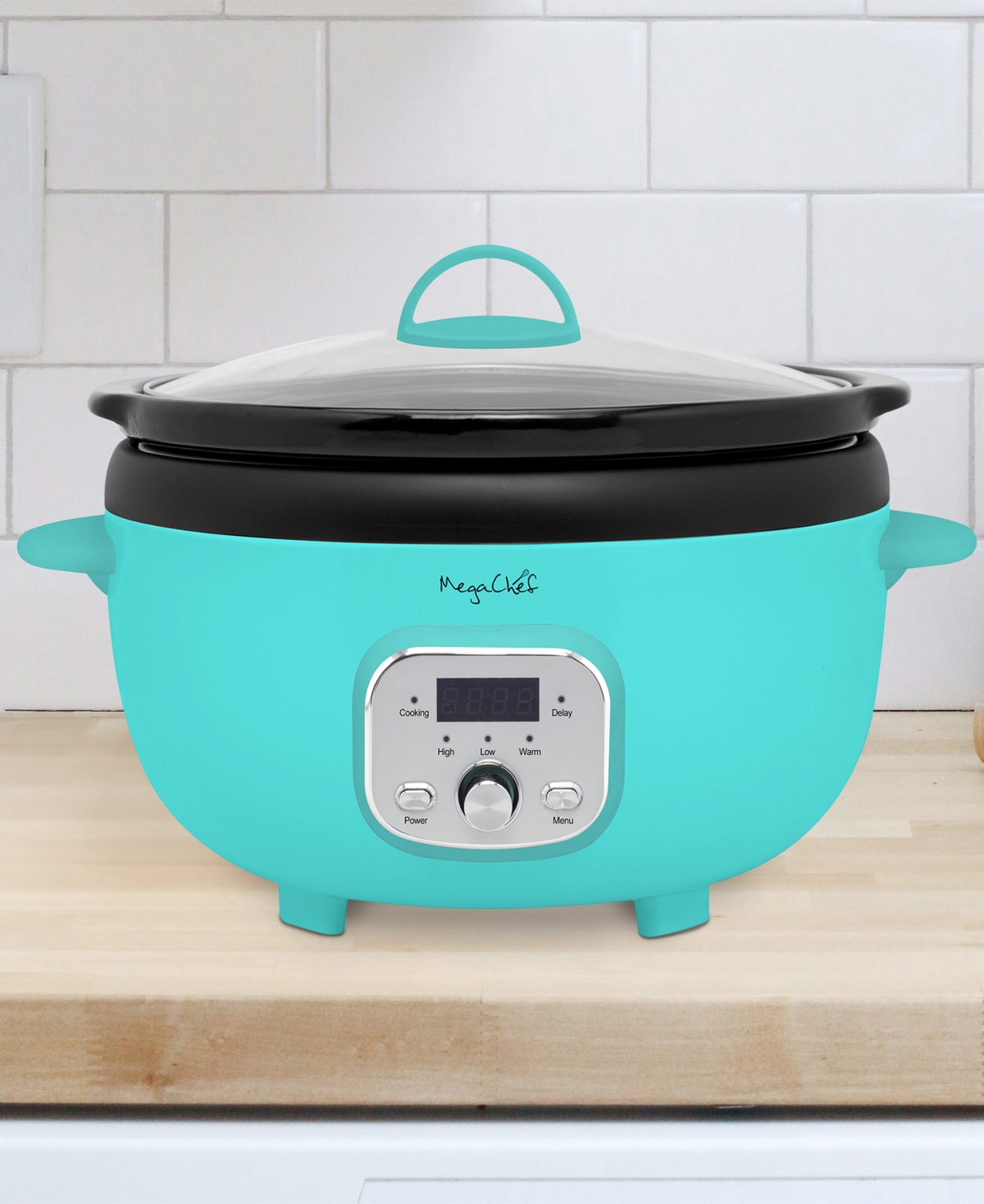 Megachef 3.5 Quart Oval Electric Slow Cooker In Turquoise