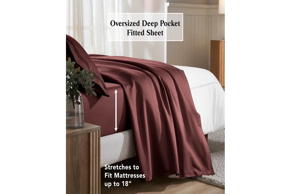 Superior Egyptian Cotton 650 Thread Count Solid Deep Pocket Sheet Set,