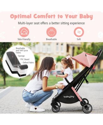 Portable Baby Stroller One-Hand Fold Pushchair W/ Aluminum Frame