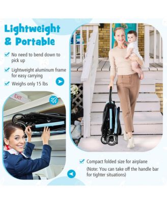 Portable Baby Stroller One-Hand Fold Pushchair W/ Aluminum Frame