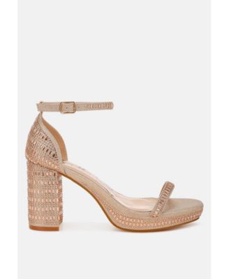 Womens Ronan Rhinestones Embellished Block Sandals