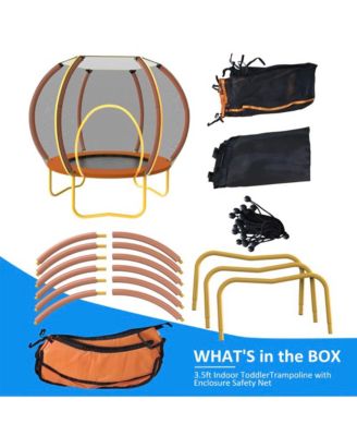 42 Inches Kids Trampoline Bouncing Jumping Mat Recreational Trampoline with Enclosure Net and Heavy Duty Frame