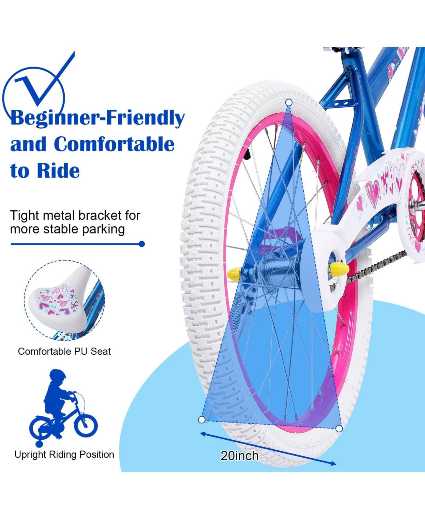 Детская игрушка SUGIFT 20 in. Kids Bike Child Bicycle for Girls Age 7-14 Years, Bule 4.2 stars out of 63 reviews, цвет: Синий — фото 6
