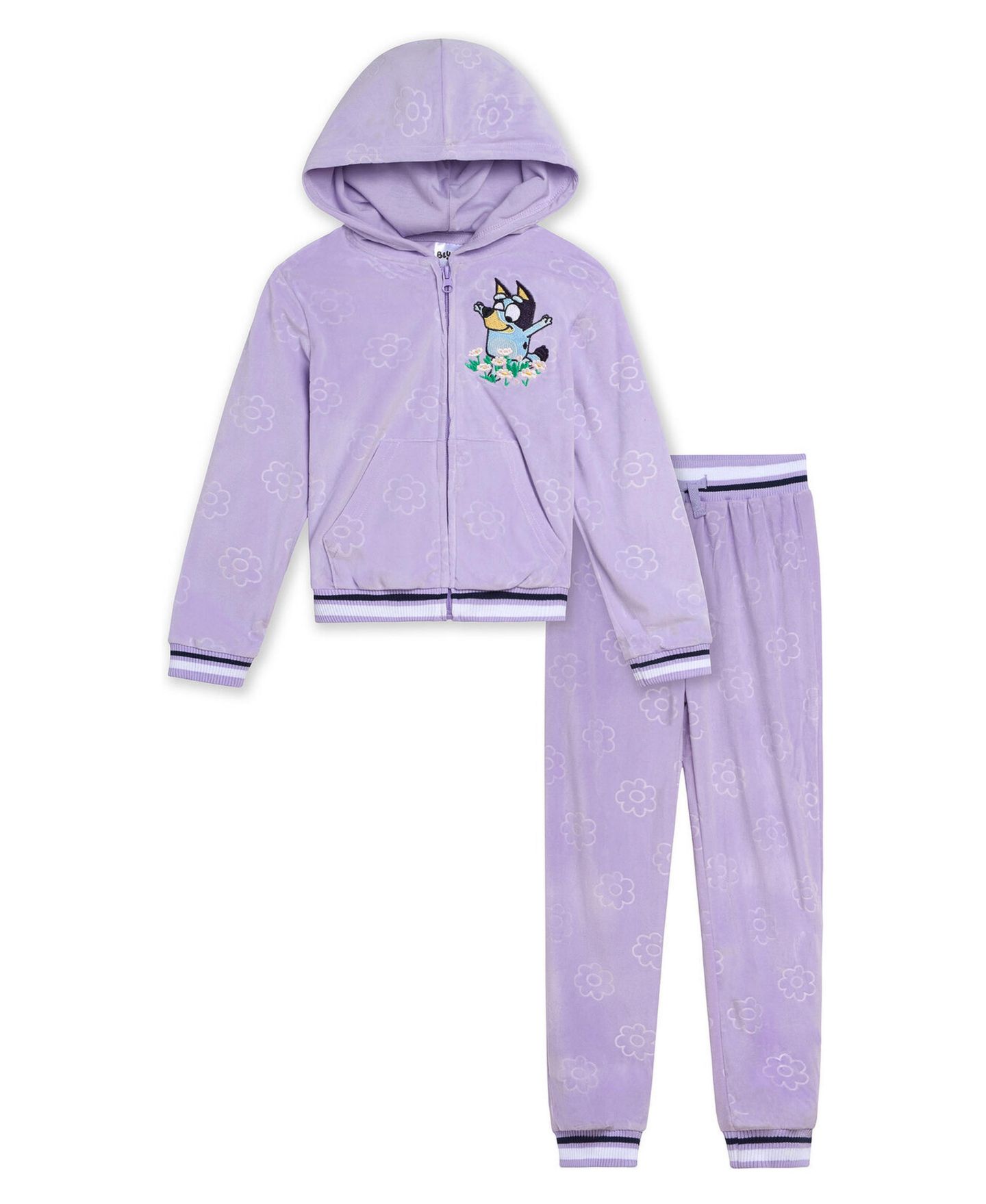 Комплект Bluey Velour Hoodie and Pants Set для девочек, цвет: Лавандовый — фото 1