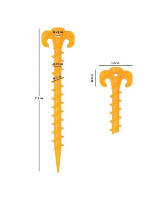 Yellow Vortex Ground Anchors - Premium 8-inch Spiral Tent Stakes for Sand and Soil -12-Pack