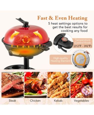 Electric BBQ Grill 1350W Non-stick 4 Temperature Setting Outdoor Garden Camping