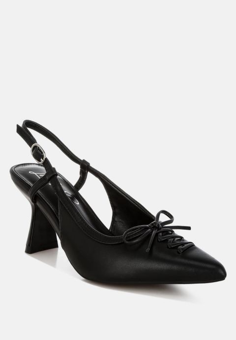 Женские туфли London Rag Danvers Kitten Heel Pointy Slingbacks, цвет: Чёрная искусственная кожа