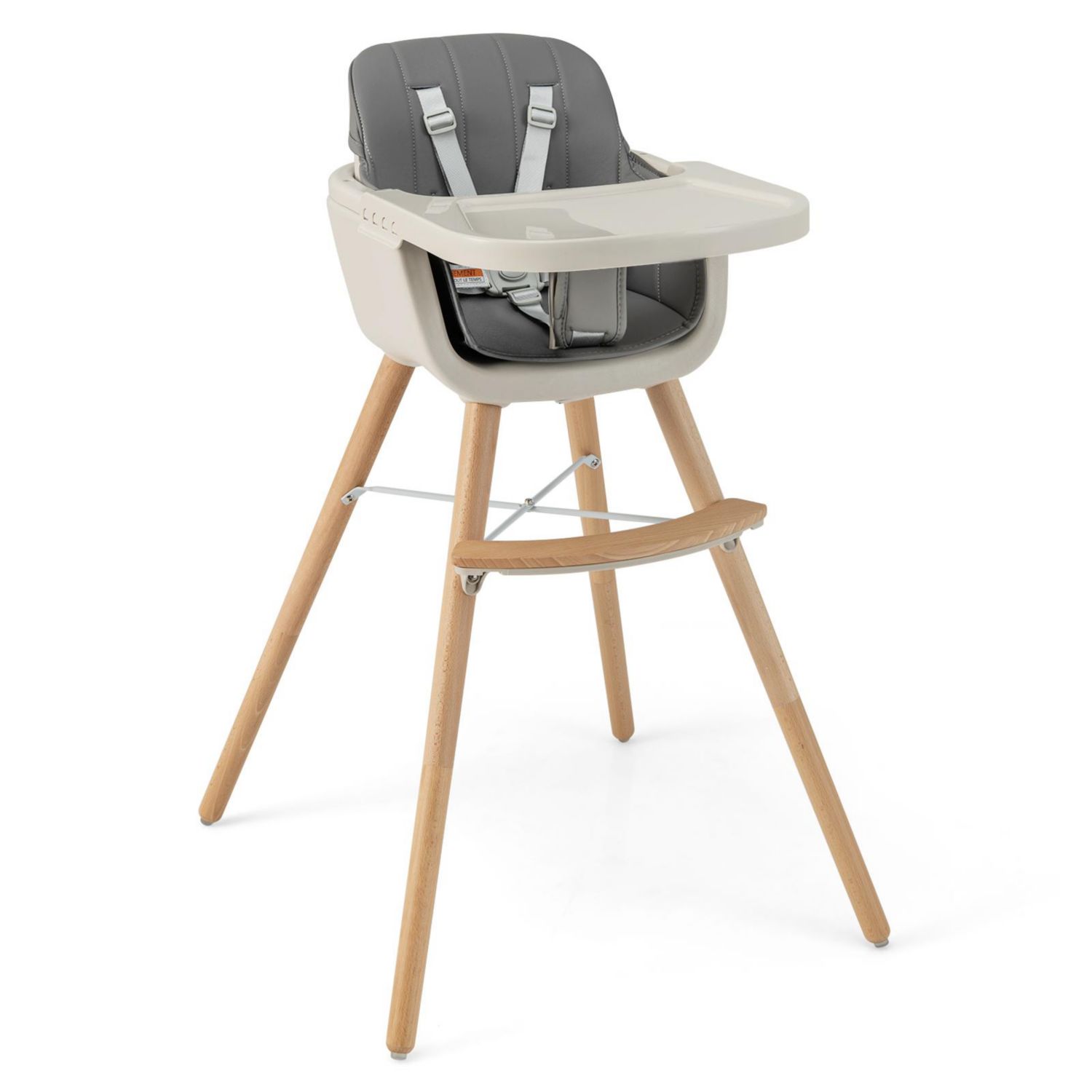 3-in-1 Convertible Wooden Baby High Chair with Cushion