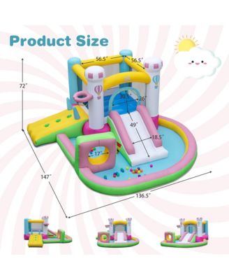 Inflatable Bounce House with Slide Jumping Area Obstacle Ball Pit with 502W Blower