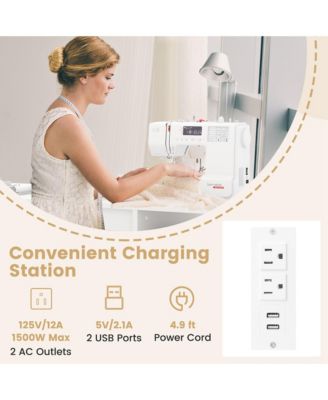 Folding Sewing Table Charging Station Multifunctional Sewing Machine Cart Table