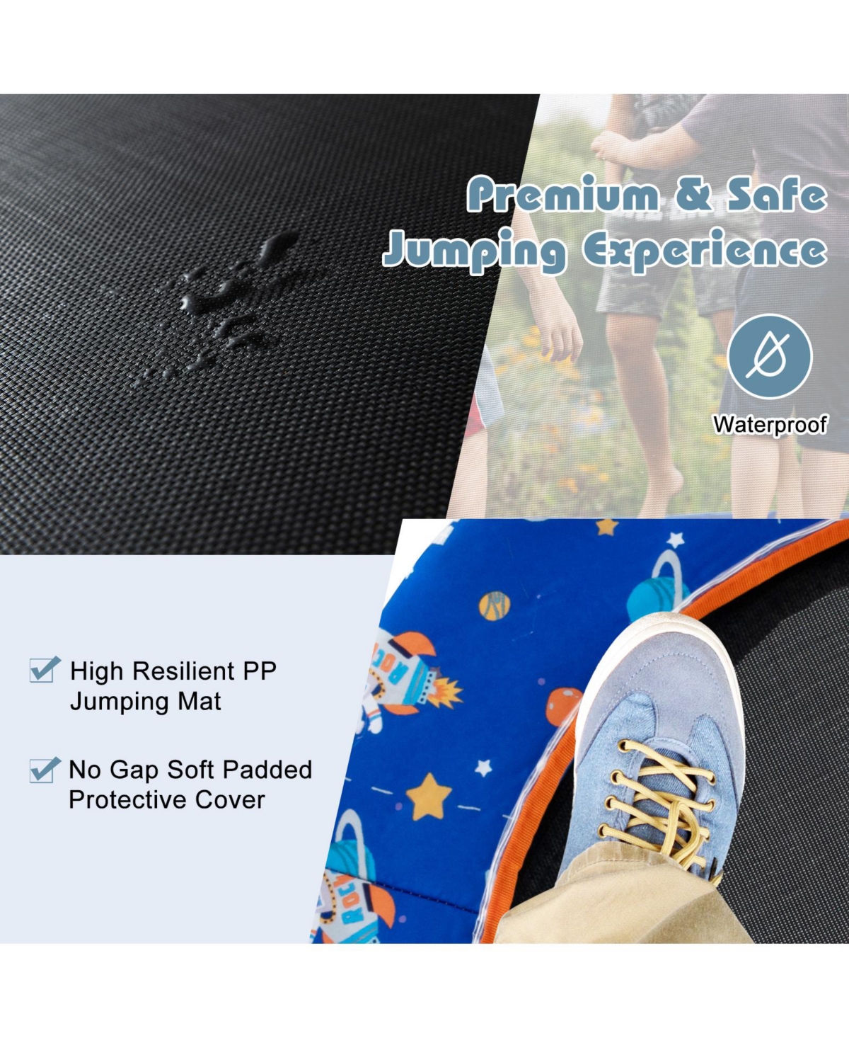 Gouun Mini Trampoline with Colorful Led Lights andtooth Speaker