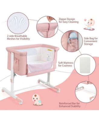 Portable Baby Bedside Bassinet with 5-level Adjustable Heights and Travel Bag