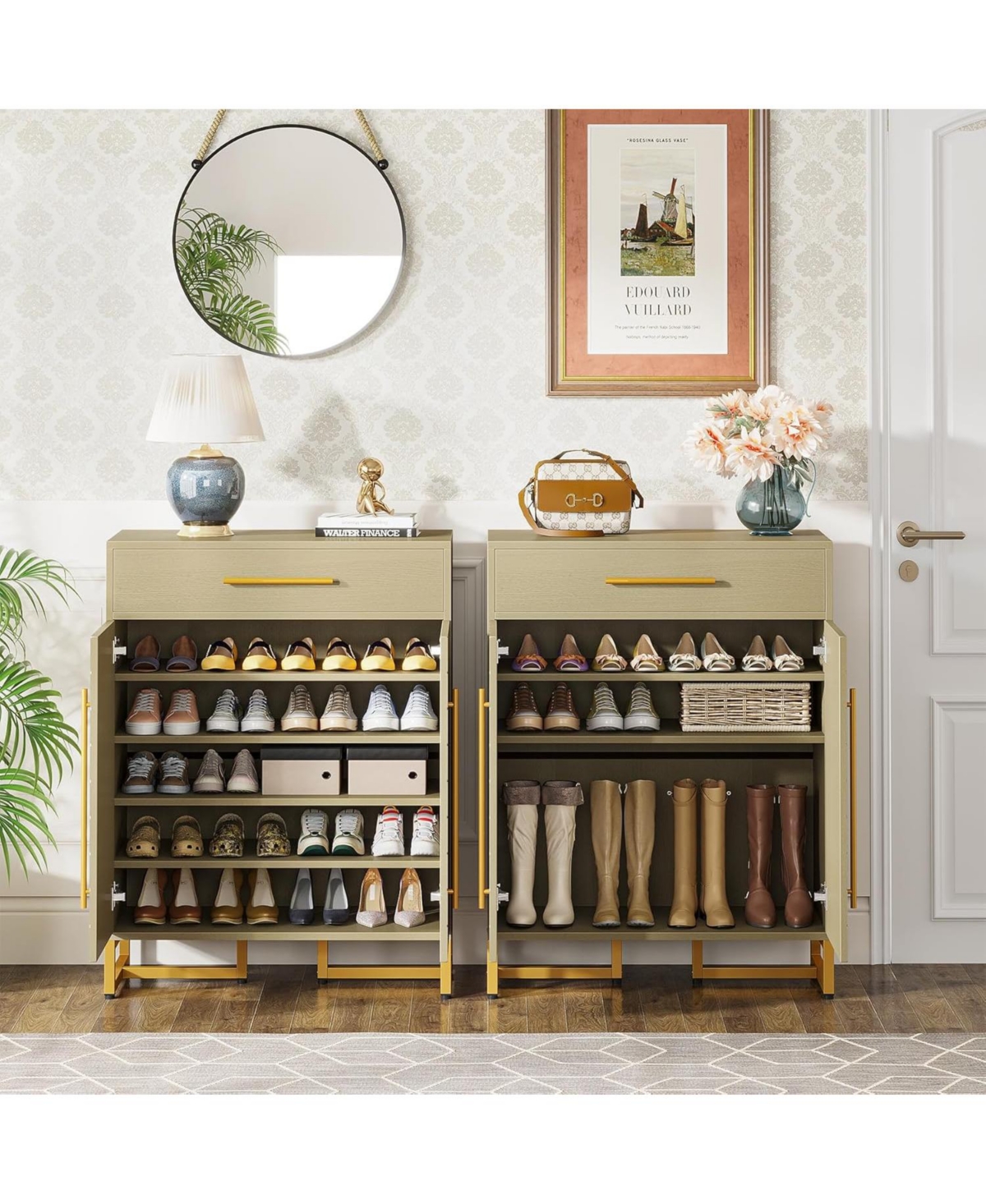 Tribesigns Shoe Cabinet with Doors, 20 Pairs Shoe Storage Cabinet with Drawer for Entryway, Modern Shoe Rack Organizer with Adjustable Shelves for Hal