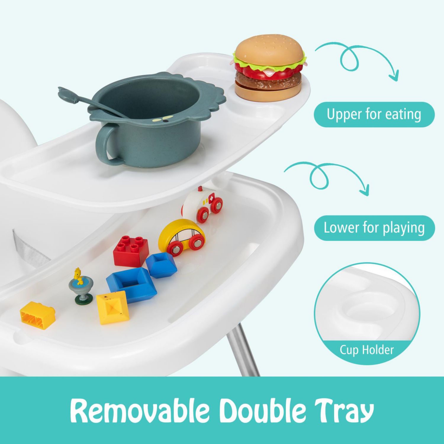 4-in-1 Convertible Baby High Chair with Removable Tray
