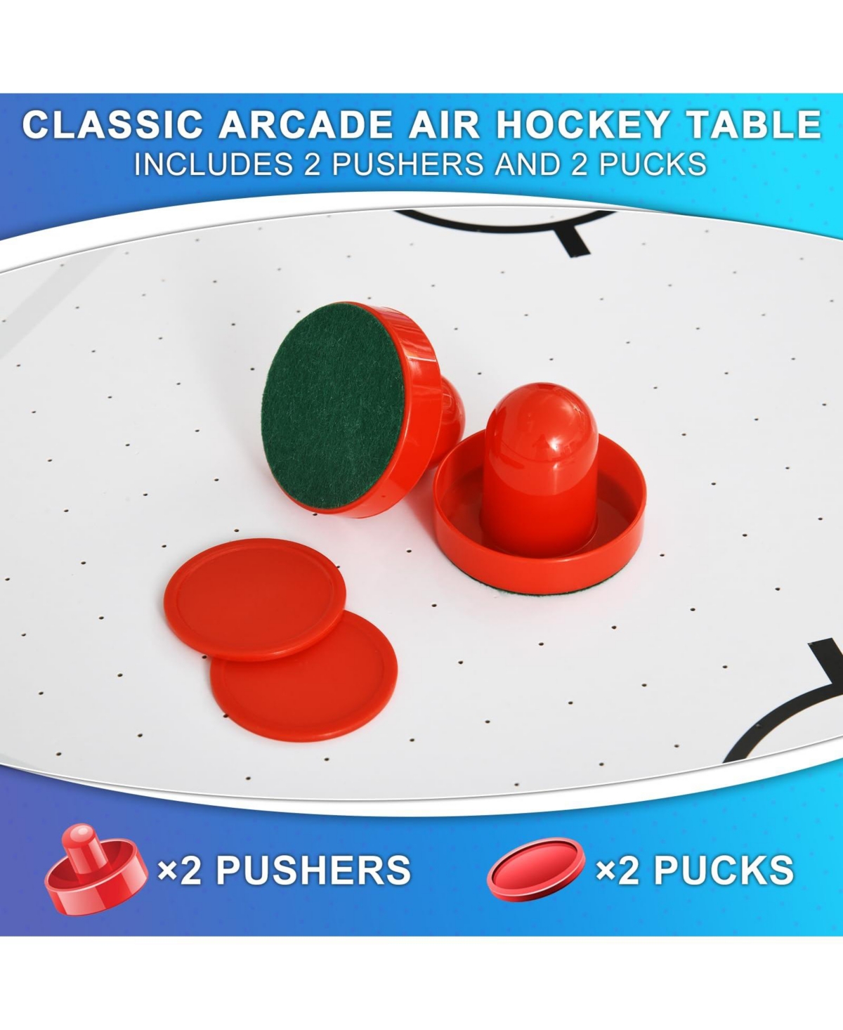 Sugift Air Hockey Table, Indoor Powered Hockey Game Table with 2 Pucks, 2 Pushers -khaki