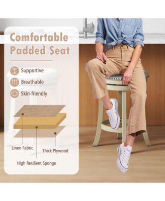 26 Inches Swivel Bar Stools Set of 2 wth Wooden Frame-26.5 inches