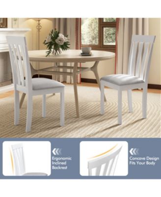 Dining Chair Set of 2 Upholstered Wooden Kitchen Chairs with Padded Seat and Rubber Wood Frame