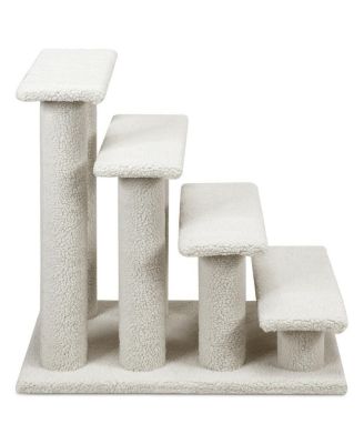 4-Step Pet Stairs Carpeted Ladder Ramp Scratching Post Cat Tree Climber