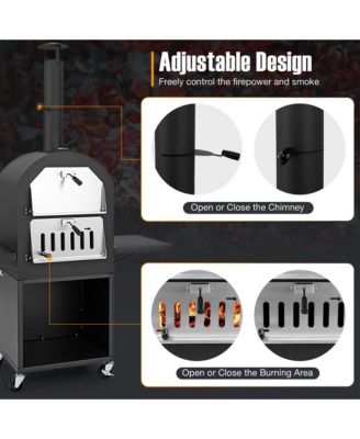 Outdoor Pizza Oven Wood Fired Pizza Oven with Protective Cover 12" Pizza Stone