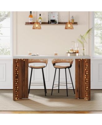 55.12" 1Pc Faux Marble Finished Modern Freestanding Home Bar Table