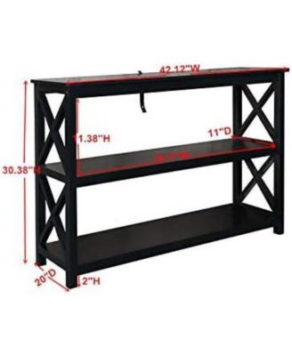 3-Tier X-Design Console Entryway Sofa Table With Shelves