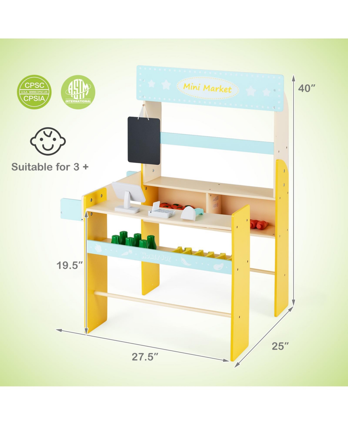 Sugift Kid's Pretend Play Grocery Store with Cash Register and Blackboard