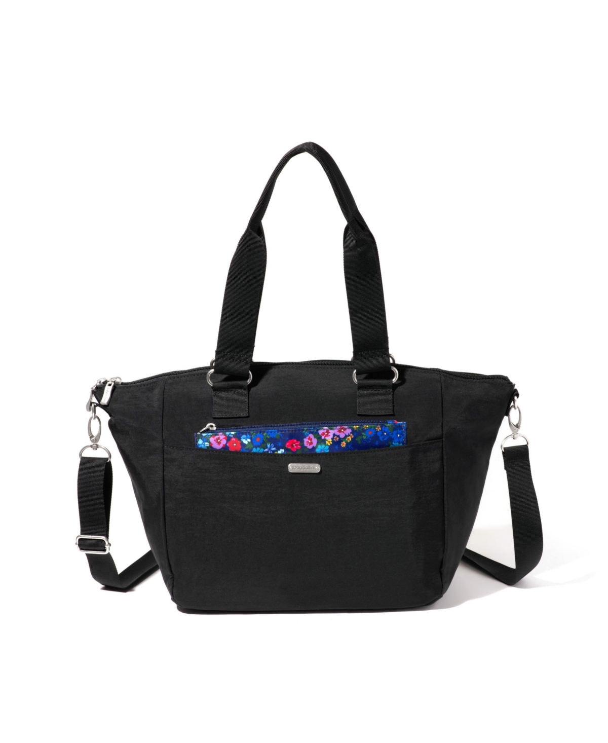 Baggallini All-day Removable Pouch Tote In Black,flower Market