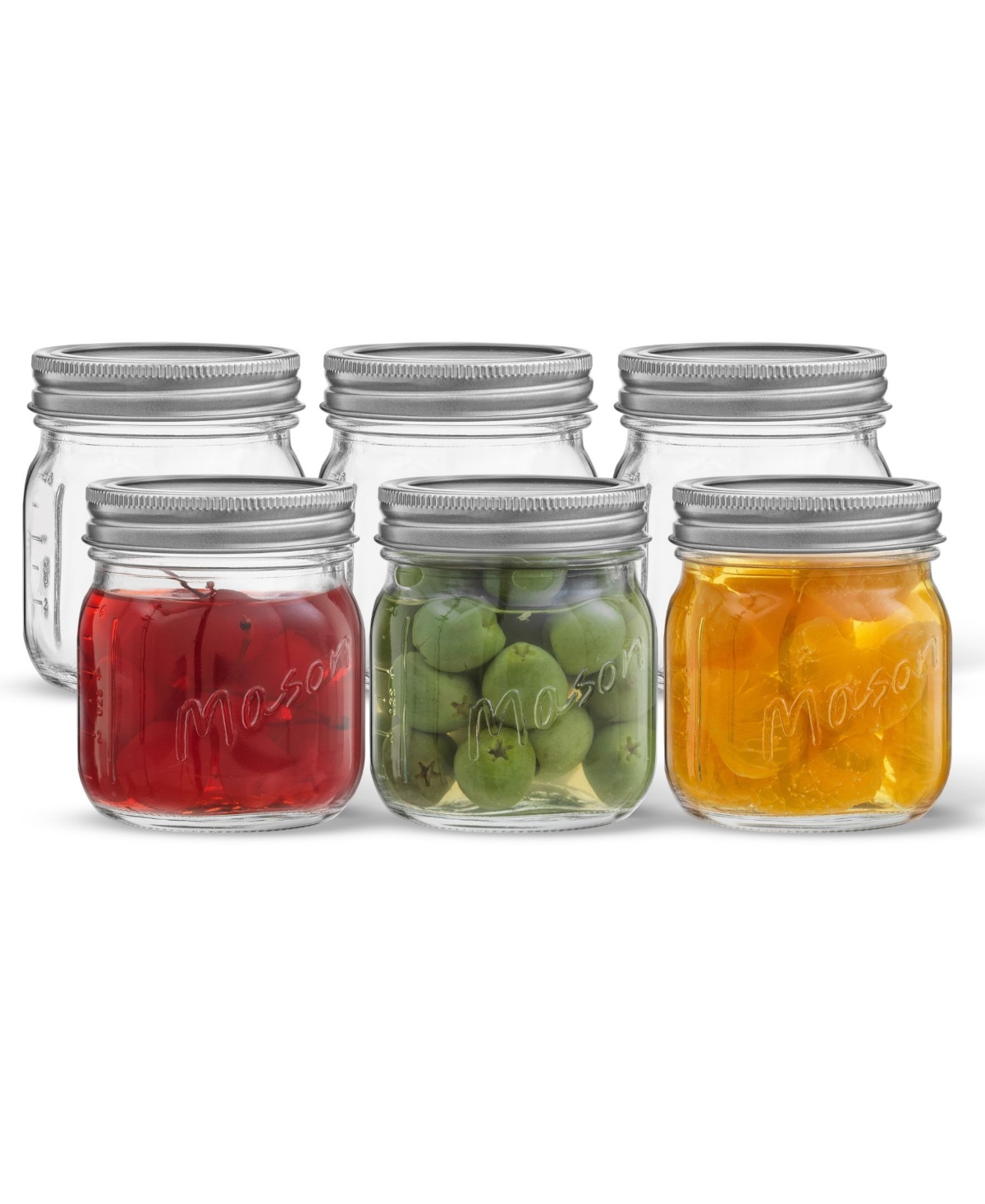 JOYJOLT REGULAR SET OF 6 MASON JARS WITH AIRTIGHT LID 