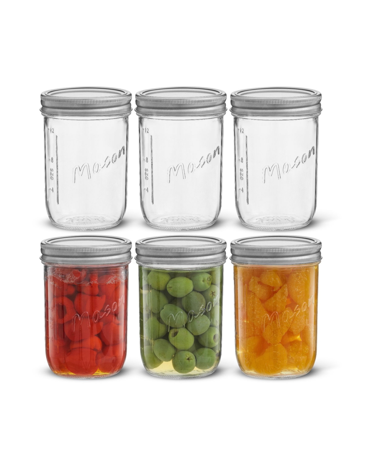 Joyjolt Wide Set Of 6 Mason Jars With Airtight Lids In Clear