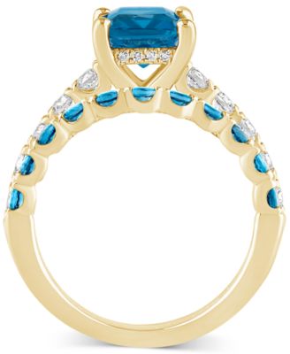London Blue Topaz (2-3/4 ct. t.w.) & Diamond (1/2 ct. t.w.) Bridal Set in 14k Gold