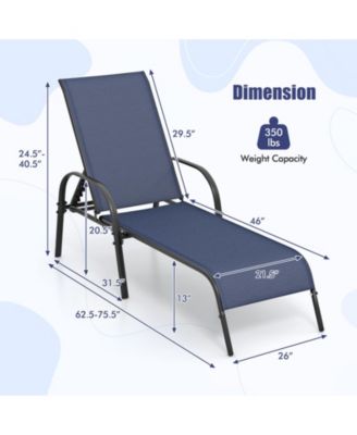 Adjustable Patio Chaise Folding Lounge Chair with Backrest
