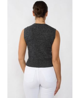 Women's 100% Cashmere Crewneck Chunky-knit Sweater Vest