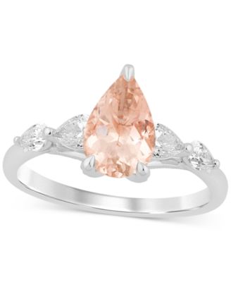 Morganite (1-5/8 ct. t.w.) & Diamond (5/8 ct. t.w.) Pear Bridal Set in 14k White Gold