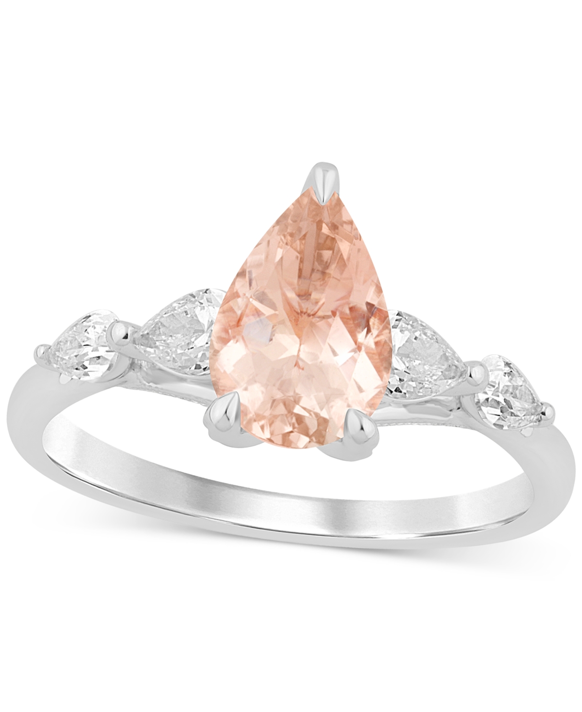 Macy's Morganite (1-5/8 Ct. T.w.) & Diamond (5/8 Ct. T.w.) Pear Bridal Set In 14k White Gold In Morganite