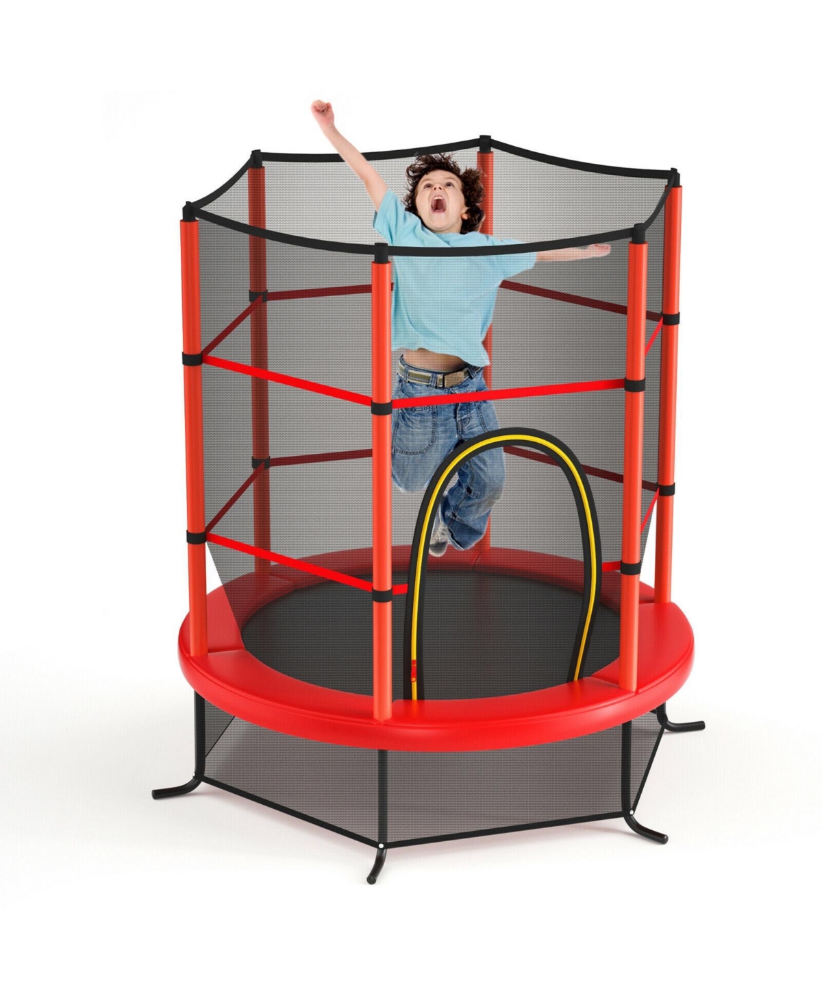 Gouun 55 Inch Kids Recreational Trampoline Bouncing Jumping Mat with Enclosure Net