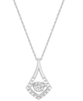 Forever Grown Diamonds - Lab Grown Diamond Dancing Framed Cluster Pendant Necklace (1/5 ct. t.w.) in Sterling Silver, 16" + 2" extender