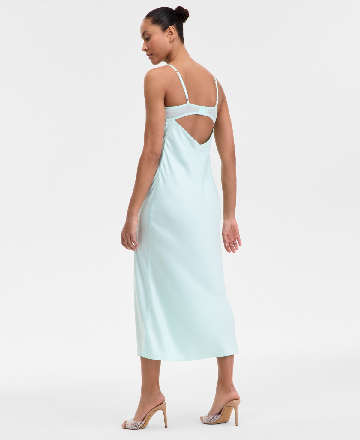 Inc International Concepts Women's Lace Applique Satin Nightgown, Exclusively At Macy's In Clear Dew