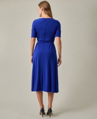 Women's Tie-Waist Short-Sleeve Fit & Flare Dress