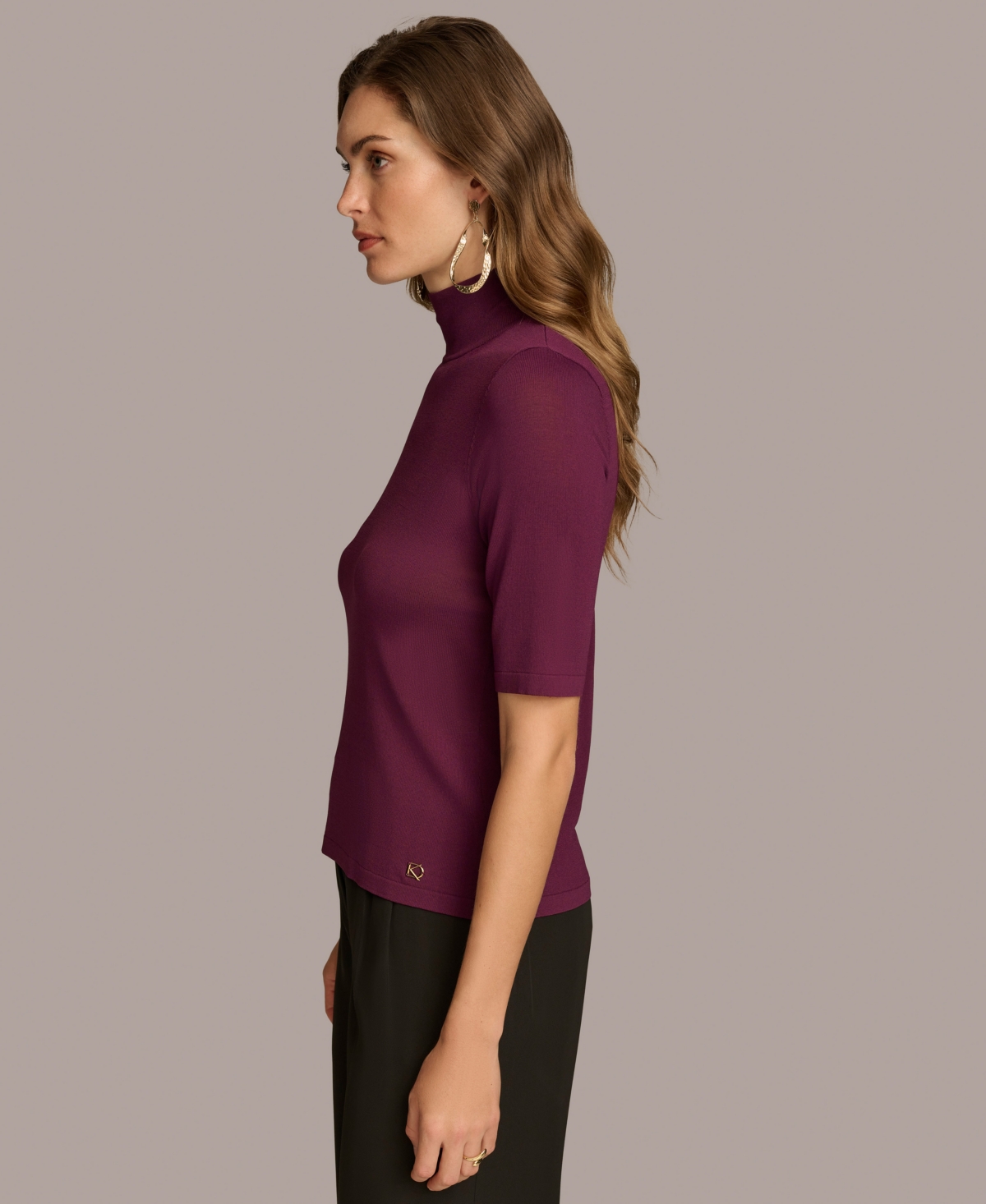 Donna Karan New York Women's Mock-Neck Elbow-Sleeve Top