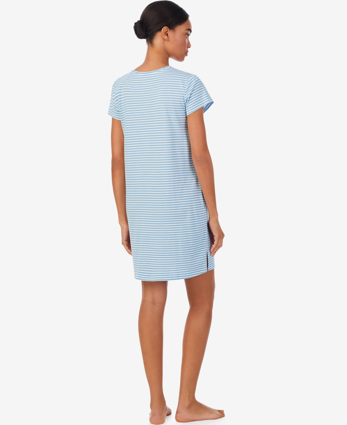 Ralph Lauren Women's Crew Neck Sleepshirt With Pocket In Blue Stripe