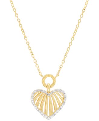 Macy's - Diamond Heart Pendant 18" Necklace (1/10 ct. t.w.) in 14k Gold-Plated Sterling Silver