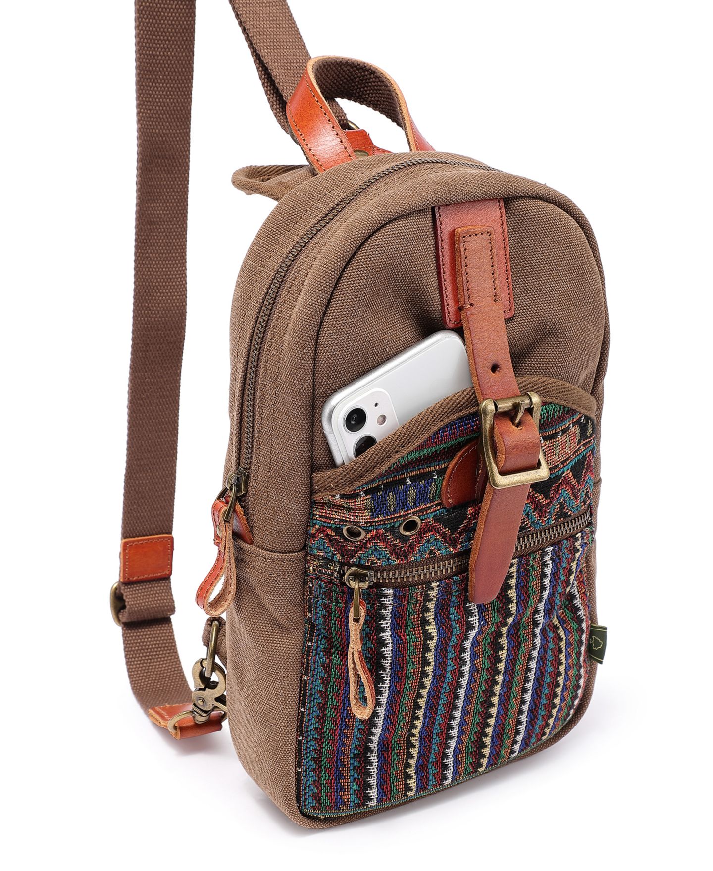 Женская сумка TSD BRAND Four Season Canvas Sling, цвет: Кофейный — фото 10
