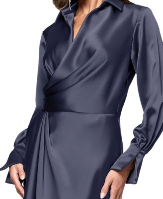 Women's Satin Shirtdress Gown
