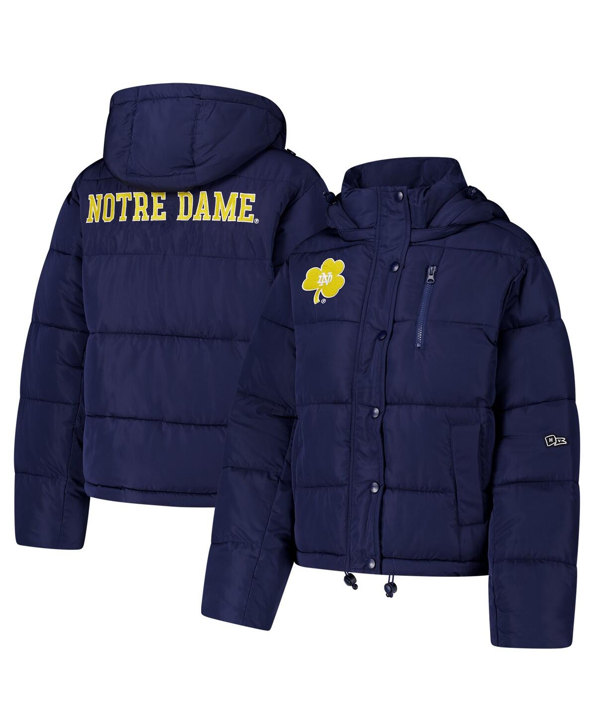 Hype And Vice Women's Navy Notre Dame Fighting Irish Puffer Jacket In Blue