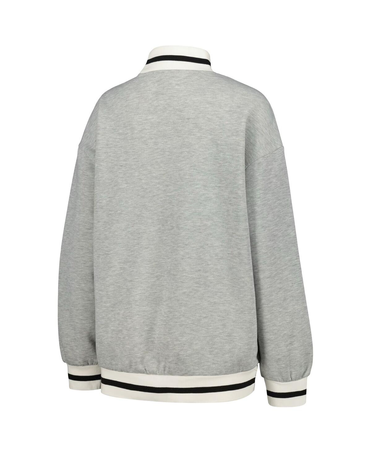 Women's Gray Oklahoma Sooners In It To Win It Sporty Mock Neck Pullover Sweatshirt - Gray, Black