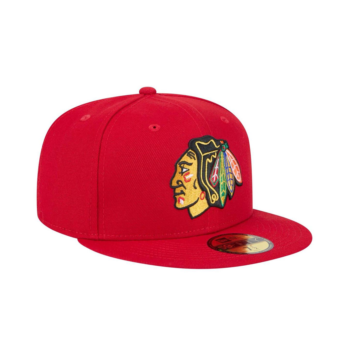 Мужская кепка New Era Red Chicago Blackhawks Core 59FIFTY Fitted Hat — фото 3